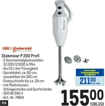 Metro 5G Zauberstab Stabmixer P 200 Profi Angebot