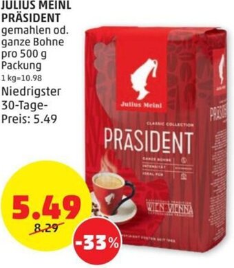 PENNY Julius Meinl Präsident 500 g Angebot