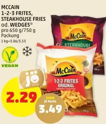 PENNY McCain 1-2-3 Frites, Steakhouse Fries od. Wedges 650 g-750 g Angebot