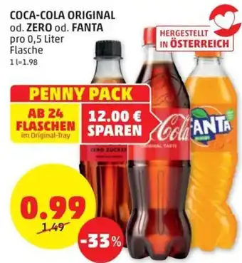 PENNY Coca-Cola Original od. Zero od. Fanta 0,5 Liter Angebot