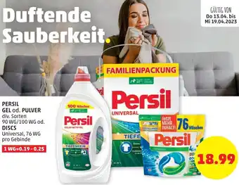 PENNY Persil Gel od. Pulver 90 WG/100 WG od. Discs 76 WG Angebot