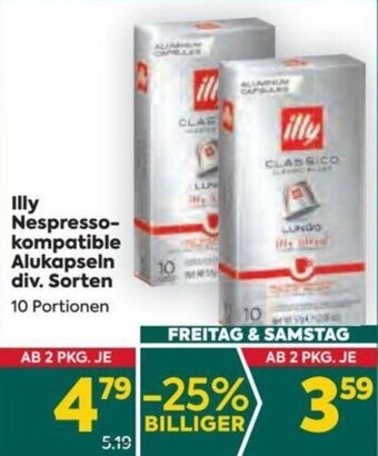 Billa Illy Nespresso-Kompatible Alukapseln div. Sorten Angebot