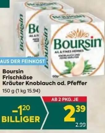 Billa Boursin Frischkäse Kräuter Knoblauch od. Pfeffer 150 g Angebot