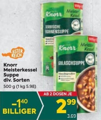 Billa Knorr Meisterkessel Suppe div. Sorten 500 g Angebot
