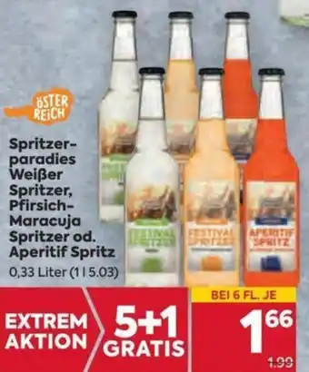 Billa Spritzer-paradies Weißer Spritzer, Pfirsich-Maracuja Spritzer od. Aperitif Spritz 0,33 Liter Angebot