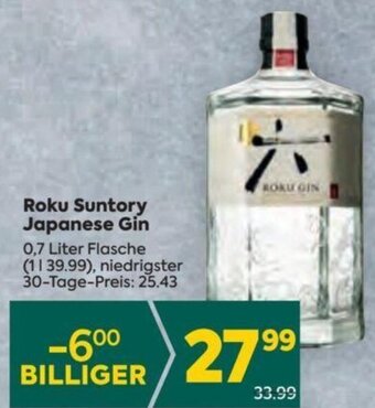 Billa Roku Suntory Japanese Gin 0,7 liter Angebot