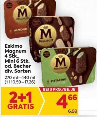 Billa Eskimo Magnum 4 Stk. Mini 6 Stk. od. Becher div. Sorten 270 ml-440 ml Angebot