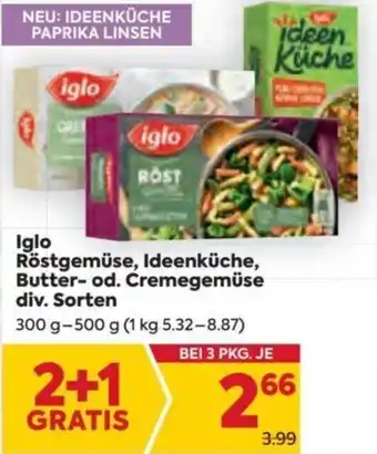 Billa Iglo Röstgemüse, Ideenküche, Butter- od. Cremegemüse div. Sorten 300-500g Angebot