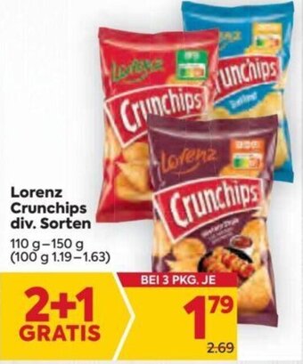 Billa Lorenz Crunchips div. Sorten 110g- 150 g Angebot