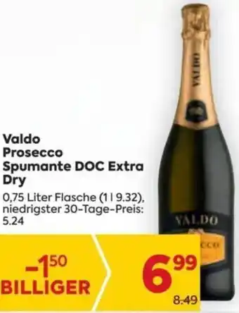 Billa Valdo Prosecco Spumante DOC Extra Dry 0,75 Liter Angebot