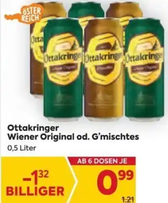 Billa Ottakringer Wiener Original od. G'mischtes 0,5 Liter Angebot