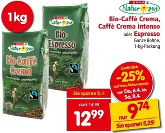 Interspar Bio-Caffè Crema, Caffè Crema intenso oder Espresso 1-kg Angebot
