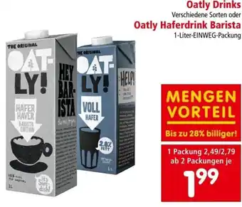 Interspar Oatly Drinks Oatly Haferdrink Barista 1 liter Angebot