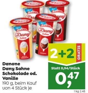 ADEG Danone Dany Sahne Schokolade od. Vanille 190g Angebot