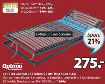 JYSK Verstellbarer Lattenrost Optimo A300 Flex 90x190/200 cm Angebot