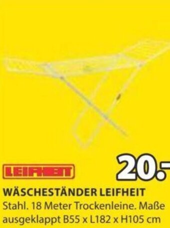 JYSK Wäscheständer Leifheit B55 x L182 x H105 cm Angebot
