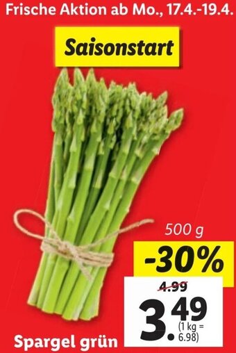 Lidl Spargel grün 500g Angebot