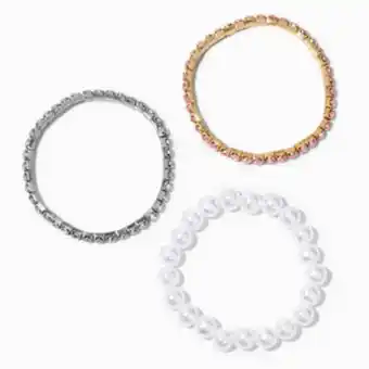 Claire's Claire's club mixed metal pearl stretch bracelets - 3 pack Angebot