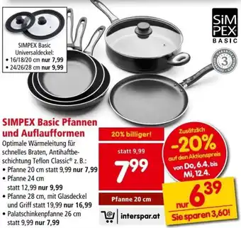 Interspar Simpex Basic Pfannen und Auflaufformen 20 cm Angebot