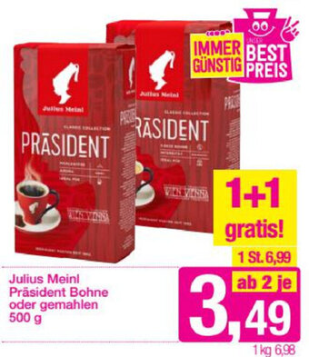 Sutterlüty Julius Meinl Präsident Bohne Oder Gemahlen 500g Angebot