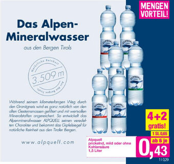 Sutterlüty Alpquell Prickelnd, Mild oder Ohne Kohlensäure 1,5 Liter Angebot