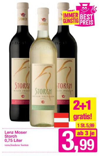 Sutterlüty Lenz Moser Storch 0.75 Liter Angebot