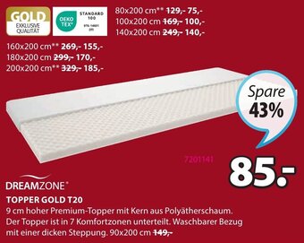 JYSK Topper Gold T20 90x200 cm Angebot