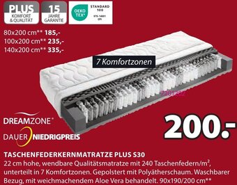 JYSK Taschenfederkernmatratze Plus S30 90x190/200 cm Angebot