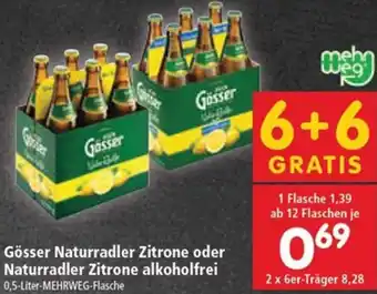Interspar Restaurant Gösser Naturradler Zitrone oder Naturradler Zitrone Alkoholfrei 0,5 Liter Angebot