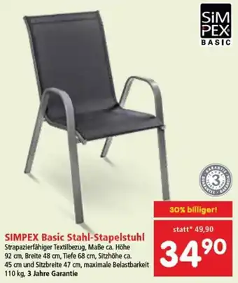 Interspar Restaurant Simpex Basic Stahl-Stapelstuhl 110 kg Angebot