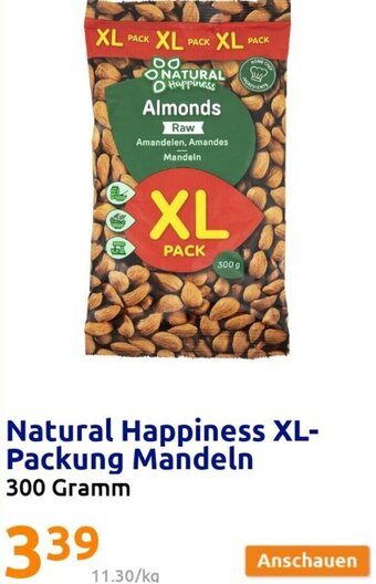 Action Natural Happiness XL-Packung Mandeln 300 Gramm Angebot
