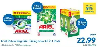 T&G Ariel Pulver Regulür, flüssig oder All in 1 Pods 120, 2x65 oder 98 WC Angebot