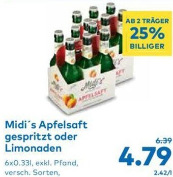 T&G Midi's Apfelsaft gespritzt oder Limonaden Angebot