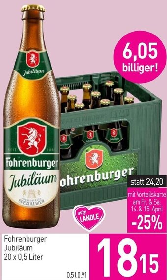 Sutterlüty Fohrenburger Jubiläum 20 x 0,5 Liter Angebot
