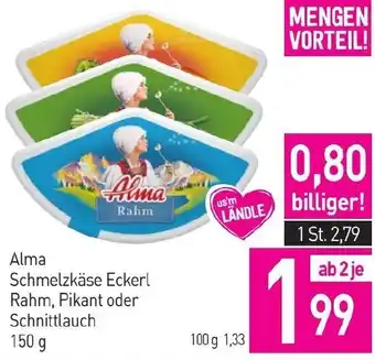 Sutterlüty Alma Schmelzkäs Ecker; Rahm, Pikant oder Schnittlauch 150 g Angebot