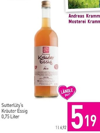 Sutterlüty Sutterlüty's Kräuter Essig 0,75 Liter Angebot