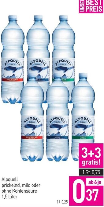Sutterlüty Alpquell prickelnd, mild oder ohne Kohlensäure 1,5 Liter Angebot