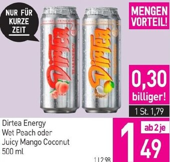 Sutterlüty Dirtea Energy Wet Peach oder Juicy Mango Coconut 500 ml Angebot