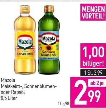 Sutterlüty Mazola Maiskeim-, Sonnenblumen- oder Rapsöl 0,5 Liter Angebot