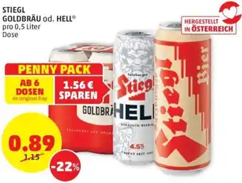PENNY Stiegl Goldbräu od. Hell 0,5 Liter Angebot