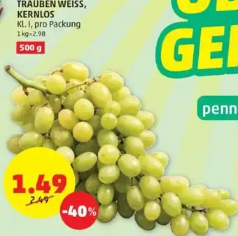 PENNY Trauben Weiss, Kernlos 500 g Angebot