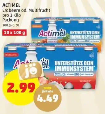 PENNY Actimel Erdbeere od. Multifrucht 1 kilo Angebot
