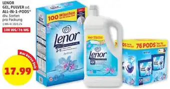 PENNY Lenor Gel, Pulver od. All-in-Pods Angebot