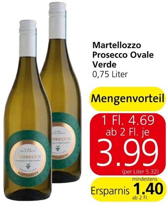 Spar Martellozzo Prosecco Ovale Verde 0,75 Liter Angebot