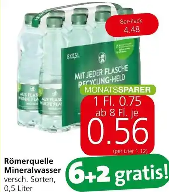 Spar Römerquelle Mineralwasser 0,5 Liter Angebot