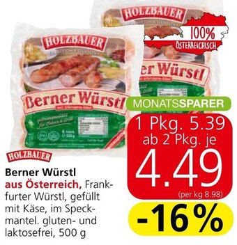 Spar Holzbauer Berner Würstl 500 g Angebot
