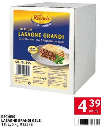 Transgourmet Recheis Lasagne Grandi Gelb per kg Angebot