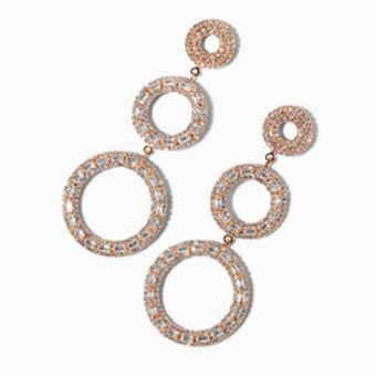 Claire's Gold rhinestone 3 circle drop earrings Angebot