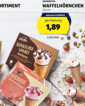 Hofer Grandessa Waffelhörnchen 720 ml Angebot