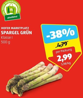 Hofer Hofer Marktplatz Spargel Grün 500 g Angebot